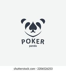 Poker Panda Line Art Logo design
