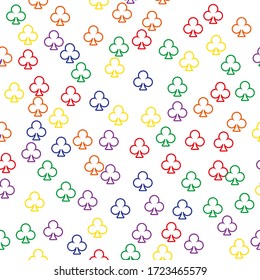 Poker pattern - vector background with playing card suits. Line illustration for print, textile, paper.