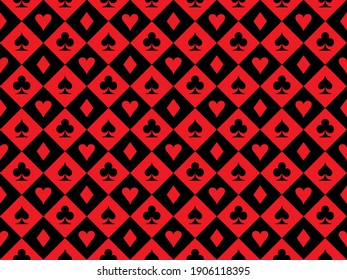 Poker pattern - vector seamless background with playing card suits.