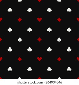 Poker pattern - vector seamless dark background with suits