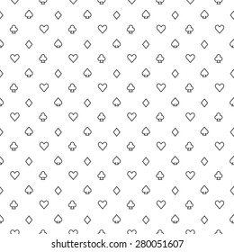 Poker pattern - vector seamless white background with playing card suits