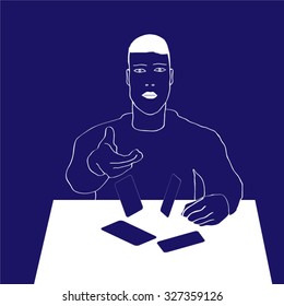 Poker Player. Blue icon
