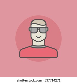 Poker player icon. Vector player in sunglasses flat sign