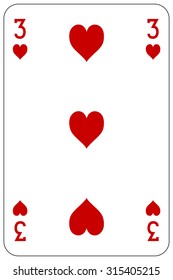 Poker playing card 3 heart