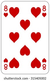 Poker playing card 8 heart