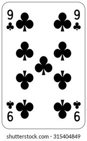 Poker playing card 9 club