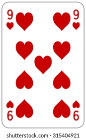 Poker playing card 9 heart