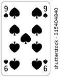 Poker playing card 9 spade