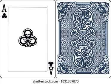 poker, playing card, ace of spades with skull