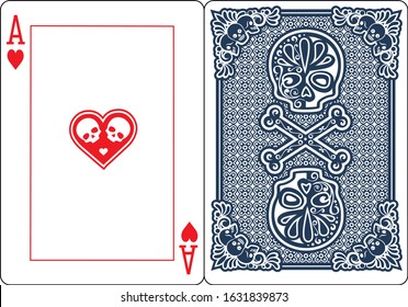 poker, playing card, ace of spades with skull