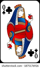 Poker playing card Queen club