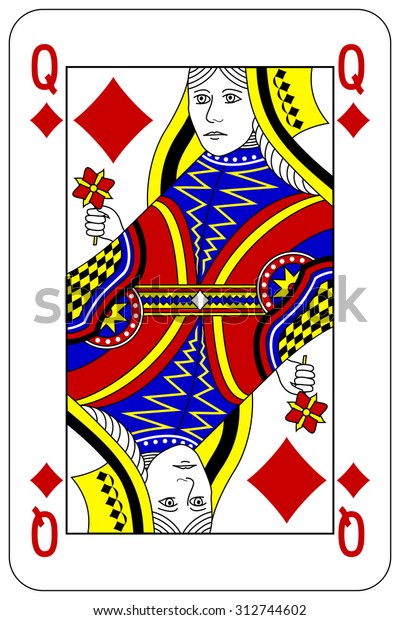 Poker Playing Card Queen Diamond Stock Vector (Royalty Free) 312744602 ...