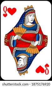 Poker playing card Queen heart