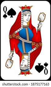 Poker playing card Queen spade