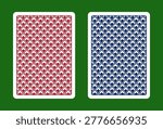 poker playing card reverse side, red blue backside geometric pattern covers