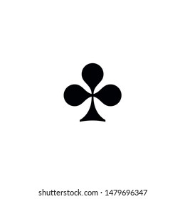 Poker playing card suit clover outline shape single icon. Clubs suit deck of playing cards used for ace in Las Vegas royal casino. Single icon illustration isolated on white. Drawing pic for tattoo.