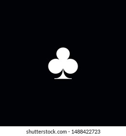 Poker playing card suit clover outline shape single icon. Clubs suit deck of playing cards used for ace in Las Vegas royal casino. Single icon illustration isolated on black. Drawing pic for tattoo.