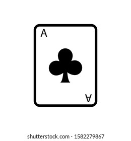 Poker playing card suit clover outline shape single icon. Clubs suit deck of playing cards used for ace in Las Vegas royal casino. Single icon illustration isolated on white. Drawing pic for tattoo.