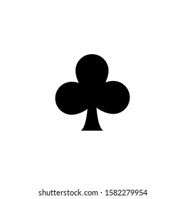 Poker playing card suit clover outline shape single icon. Clubs suit deck of playing cards used for ace in Las Vegas royal casino. Single icon illustration isolated on white. Drawing pic for tattoo.
