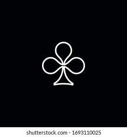 Poker playing card suit clover outline shape single icon  Clubs suit deck playing cards used for ace in Las Vegas royal casino  Single icon illustration isolated black  Drawing pic for tattoo 