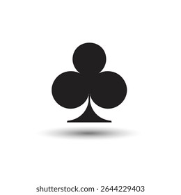 Poker playing card suit clover outline shape single icon, Single icon illustration isolated on white, Drawing pic for tattoo, royal casino template