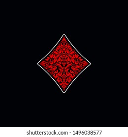 Poker playing card suit Diamonds design shape single icon  Diamonds suit playing card used for ace in Las Vegas royal casino  Single icon pattern isolated black  Ornament drawing pic for tattoo