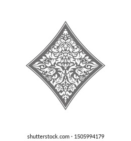 Poker playing card suit Diamonds design shape single icon. Diamonds suit of playing card used for ace in Las Vegas royal casino. Single icon pattern isolated on white. Ornament drawing pic for tattoo