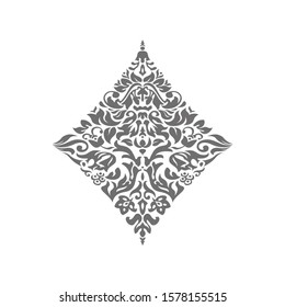 Poker playing card suit Diamonds design shape single icon. Diamonds suit of playing card used for ace in Las Vegas royal casino. Single icon pattern isolated on white. Ornament drawing pic for tattoo
