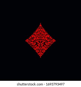 Poker playing card suit Diamonds design shape single icon  Diamonds suit playing card used for ace in Las Vegas royal casino  Single icon pattern isolated black  Ornament drawing pic for tattoo