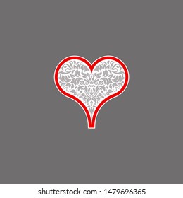 Poker playing card suit Hearts design shape single icon. Hearts suit deck of playing card used for ace in Las Vegas royal casino. Single icon pattern isolated on gray. Ornament drawing pic for tattoo