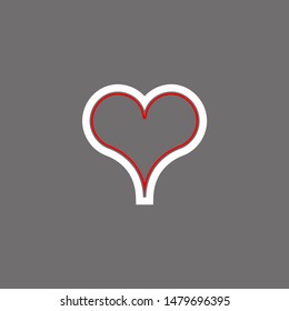 Poker playing card suit Hearts outline shape single icon. Hearts suit deck of playing cards used for ace in Las Vegas royal casino. Single icon illustration isolated on gray. Drawing pic for tattoo.