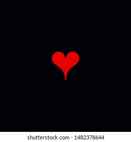 Poker playing card suit Hearts outline shape single icon. Hearts suit deck of playing cards used for ace in Las Vegas royal casino. Single icon illustration isolated on black. Drawing pic for tattoo.