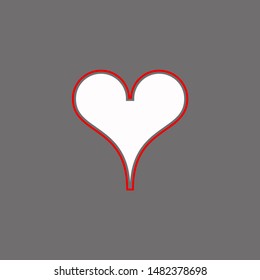 Poker playing card suit Hearts outline shape single icon. Hearts suit deck of playing cards used for ace in Las Vegas royal casino. Single icon illustration isolated on gray. Drawing pic for tattoo.