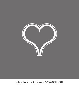 Poker playing card suit Hearts outline shape single icon. Hearts suit deck of playing cards used for ace in Las Vegas royal casino. Single icon illustration isolated on gray. Drawing pic for tattoo.