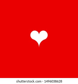 Poker playing card suit Hearts outline shape single icon. Hearts suit deck of playing cards used for ace in Las Vegas royal casino. Single icon illustration isolated on red. Drawing pic for tattoo.