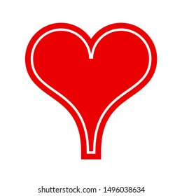 Poker playing card suit Hearts outline shape single icon. Hearts suit deck of playing cards used for ace in Las Vegas royal casino. Single icon illustration isolated on white. Drawing pic for tattoo.