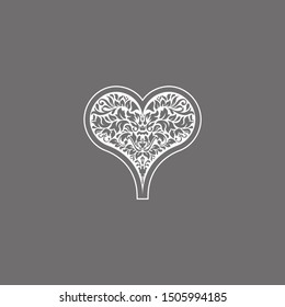 Poker playing card suit Hearts design shape single icon. Hearts suit deck of playing card used for ace in Las Vegas royal casino. Single icon pattern isolated on gray. Ornament drawing pic for tattoo