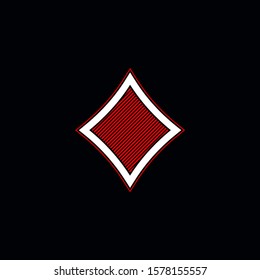 Poker playing card suit red Diamonds outline shape single icon  Diamonds suit deck playing cards used for ace in Las Vegas casino  Single icon illustration isolated black  Drawing pic for tattoo