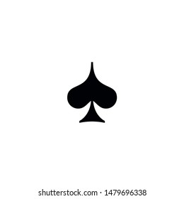 Poker playing card suit Spades outline shape single icon. Spades suit deck of playing cards used for ace in Las Vegas royal casino. Single icon illustration isolated on white. Drawing pic for tattoo.