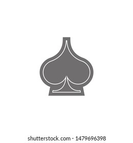 Poker playing card suit Spades outline shape single icon. Spades suit deck of playing cards used for ace in Las Vegas royal casino. Single icon illustration isolated on white. Drawing pic for tattoo.