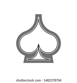 Poker playing card suit Spades outline shape single icon. Spades suit deck of playing cards used for ace in Las Vegas royal casino. Single icon illustration isolated on white. Drawing pic for tattoo.