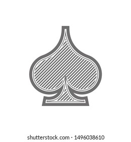 Poker playing card suit Spades outline shape single icon. Spades suit deck of playing cards used for ace in Las Vegas royal casino. Single icon illustration isolated on white. Drawing pic for tattoo.