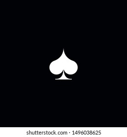 Poker playing card suit Spades outline shape single icon. Spades suit deck of playing cards used for ace in Las Vegas royal casino. Single icon illustration isolated on black. Drawing pic for tattoo.