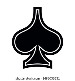 Poker playing card suit Spades outline shape single icon. Spades suit deck of playing cards used for ace in Las Vegas royal casino. Single icon illustration isolated on white. Drawing pic for tattoo.