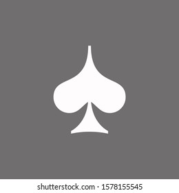 Poker playing card suit Spades outline shape single icon. Spades suit deck of playing cards used for ace in Las Vegas royal casino. Single icon illustration isolated on gray. Drawing pic for tattoo.