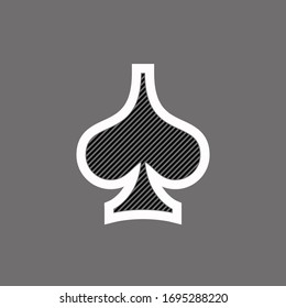 Poker playing card suit Spades outline shape single icon  Spades suit deck playing cards used for ace in Las Vegas royal casino  Single icon illustration isolated gray  Drawing pic for tattoo 