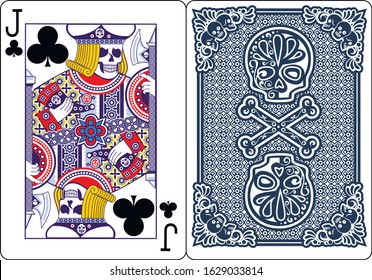 poker playing card,jack with skull