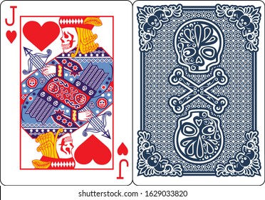 poker playing card,jack with skull