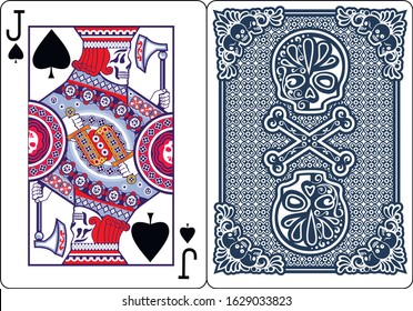 poker playing card,jack with skull