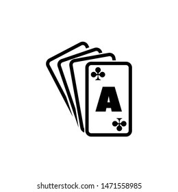 Poker Playing Cards, Ace Suits, Spade Royal. Flat Vector Icon illustration. Simple black symbol on white background. Poker Playing Cards, Ace Suits sign design template for web and mobile UI element